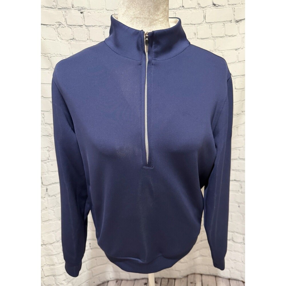 Donald Ross Quarter Zip Large Pullover Sweater Blue Golf Stretch